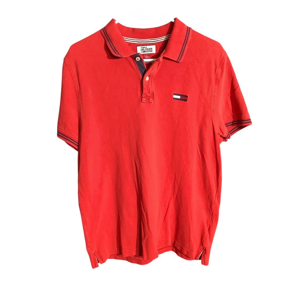 Tommy Hilfiger Men's Medium Red 100% Cotton Custom Fit Polo Shirt