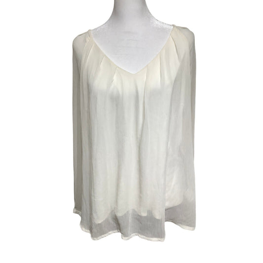 Rose & Olive Women's Blouse Top 1X Cream Chiffon Long Sleeve Boho Preppy Glam