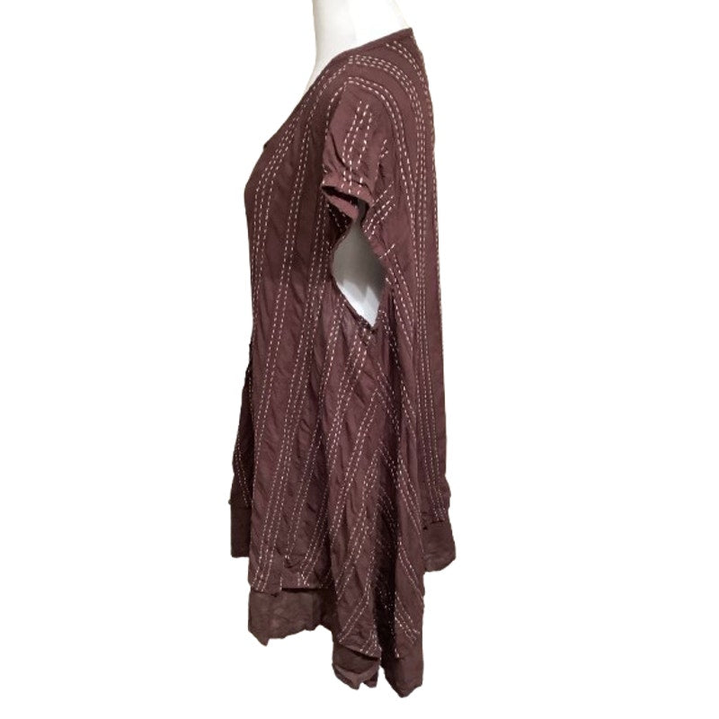 Cocoricooo Brown Oversize Flowy Dress with Tan Size L Boho, Casual, Artisanal