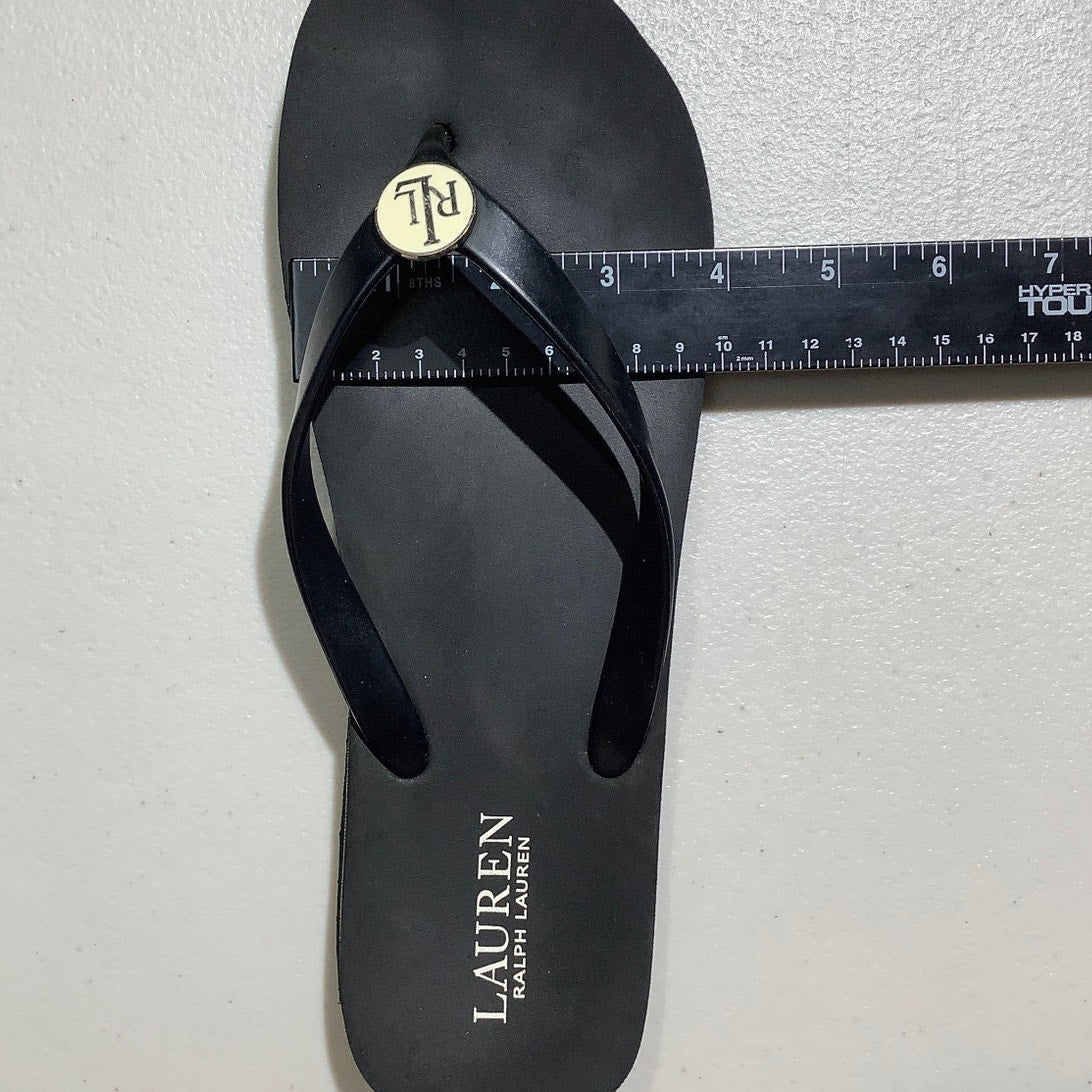 Lauren Ralph Lauren Black Elissa II Flip Flops Women’s 9 —Beach, Coastal, Preppy