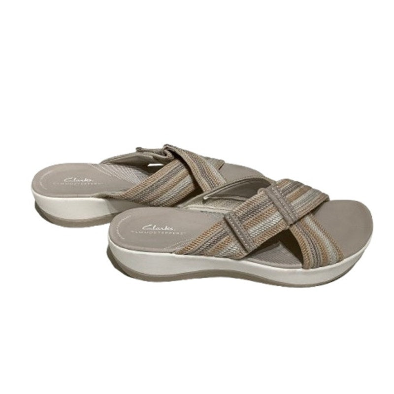 Clarks Cloudsteppers Sandals - Brown Tan White - Comfort, Casual, Versatile