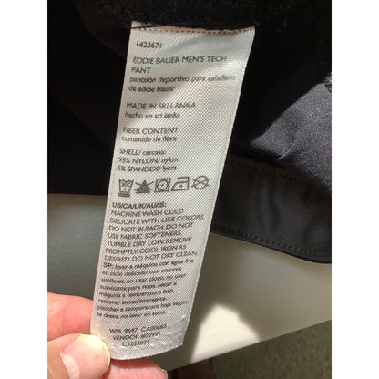 Eddie Bauer Black Tech Hiking Pants Men’s 38W 32L — Outdoor, Travel, Performance