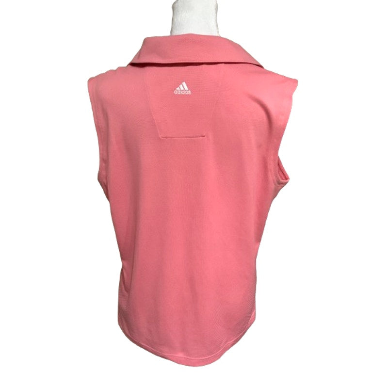 Adidas Pink Sleeveless Polo Shirt L Sportswear Tenniscore Golfcore Activewear