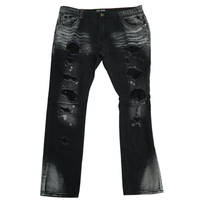 Contender Men's 40W 34L Distressed Black & Gray Jeans – Grunge, Streetwear, Edgy