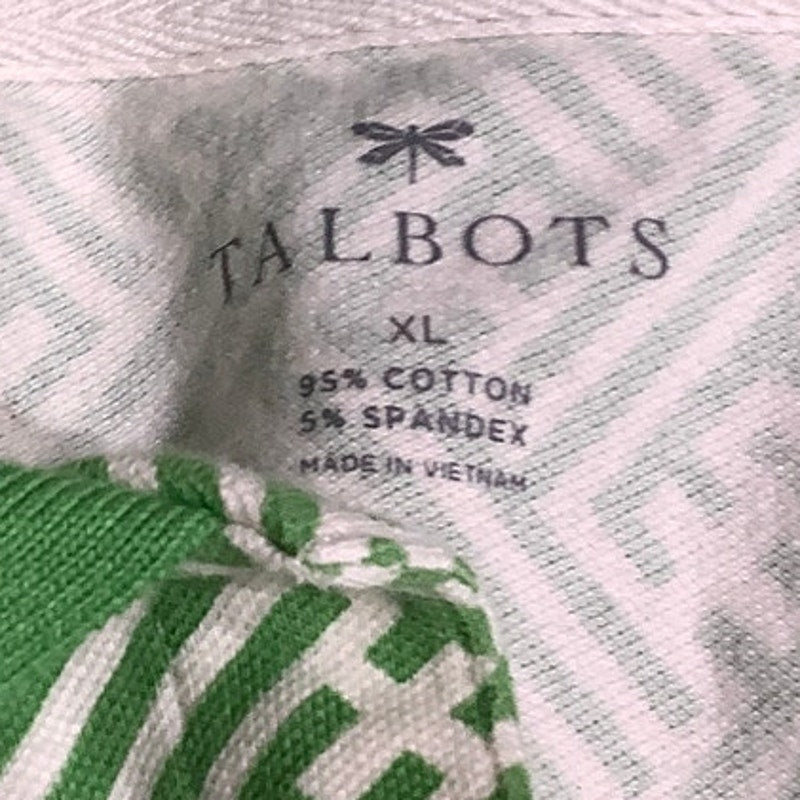 Talbots Lime Green Geometric Polo Size XL - Preppy, Bold, Comfortable