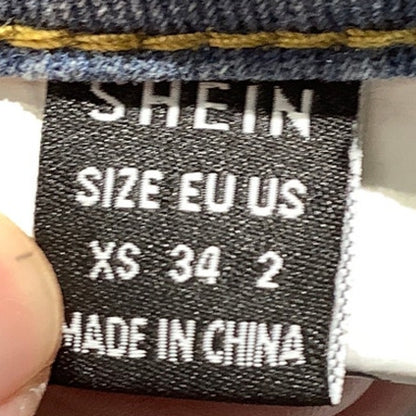Shein Floral Print Raw Cut Denim Shorts Women’s Size XS — Y2K, Festival, Trendy