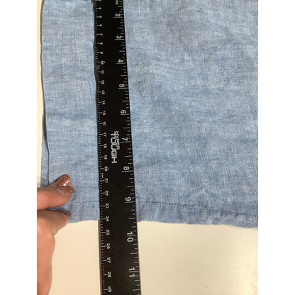 Talbots Light Blue Heathered Linen Cropped Pants M Classic, Comfortable, Casual