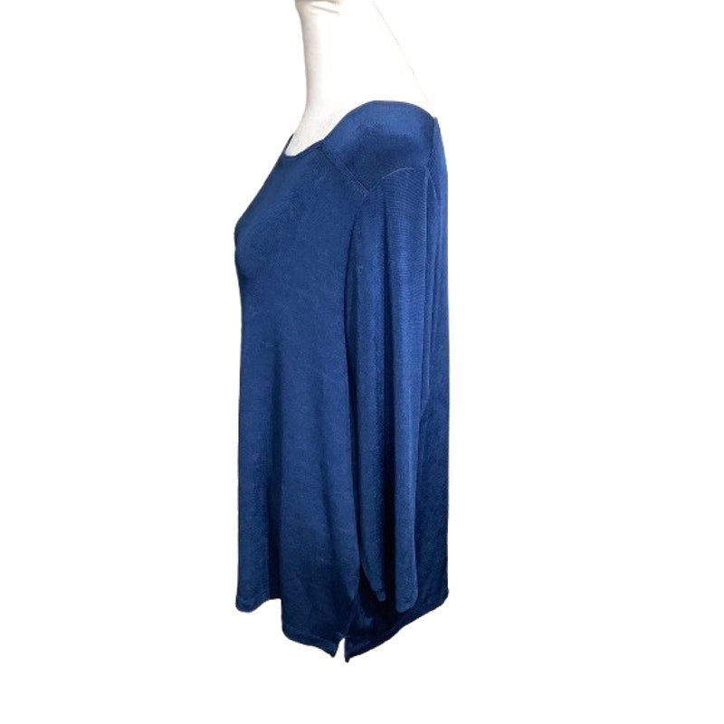 Travelers by Chico's Heathered Royal Blue Top 2 - Minimalist, Shimmery, Comfy