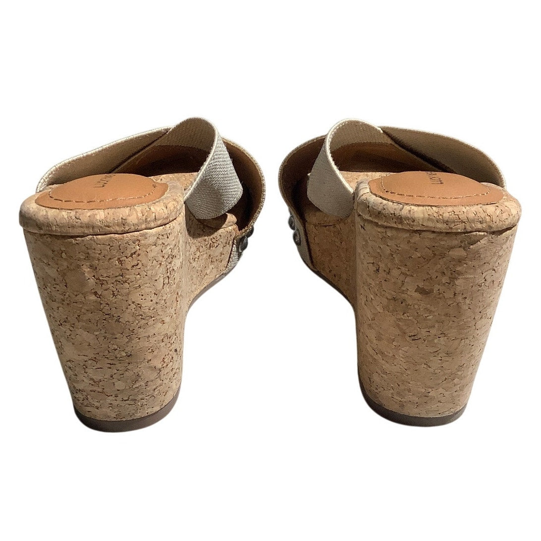 Lucky Brand Cross-Strap Cork Wedge Slides Women’s 8W — Boho, Coastal, Casual