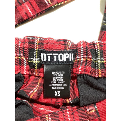 Hot Topic Women's XS Red Plaid Cropped Ankle Pants Punk Goth Trousers