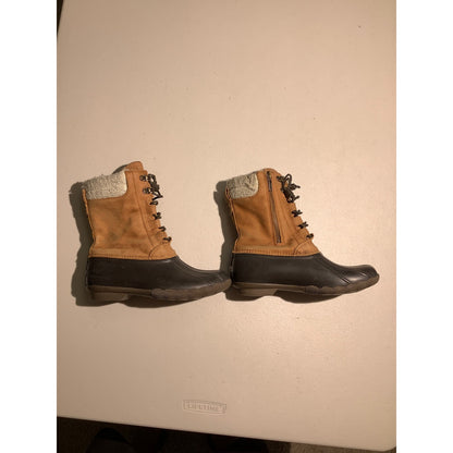 Sperry Saltwater Misty Duck Boots Tan Women’s 7M — Waterproof, Outdoor, Lace-Up