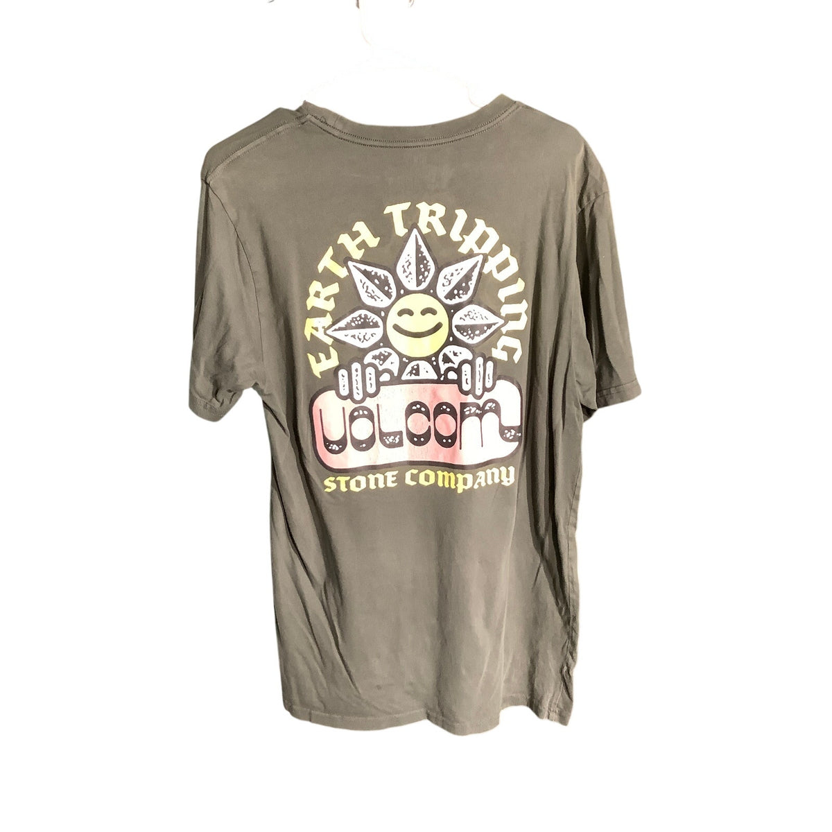 Volcom Men's M Olive Green 100% Cotton Smiley Flower Logo T-Shirt