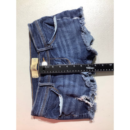 Hollister Distressed Denim Shorts Women’s 3 (26W) – Low Rise, Frayed Hem, Casual