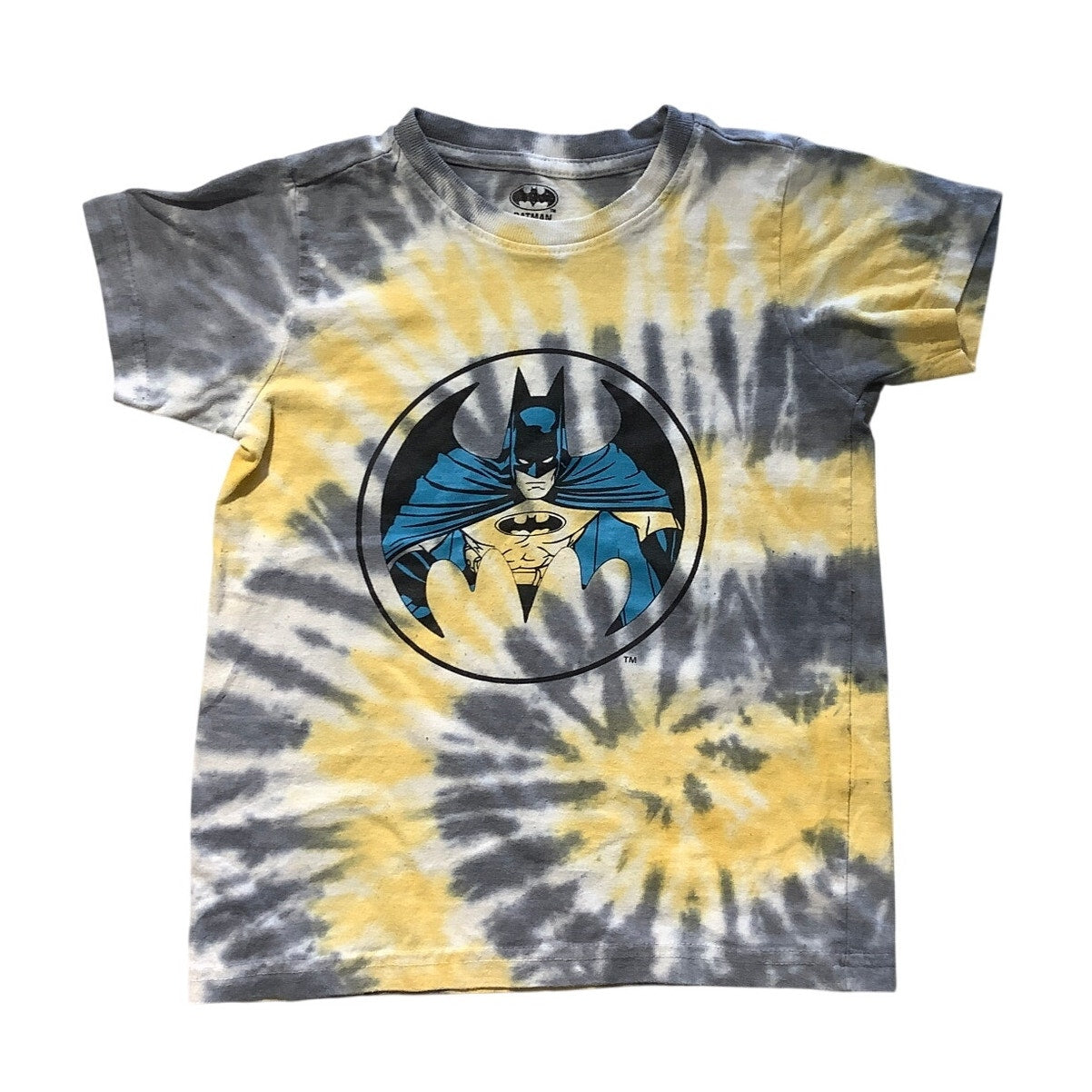 Batman Yellow Gray Tie-Dye T-Shirt Size 5 - Streetwear, Kidcore, Retro