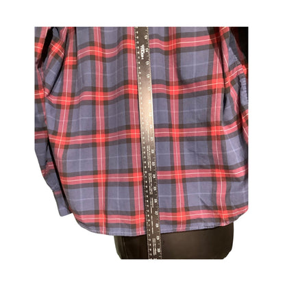 Hollister Men's XL Navy Red Plaid Epic Flex Stretch Slim Fit Shirt