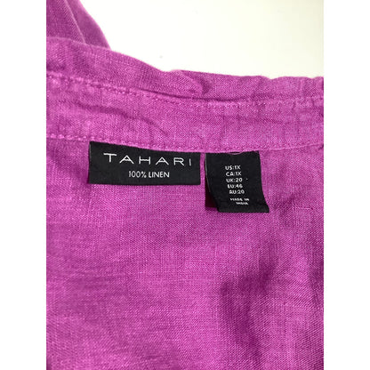 Tahari Purple Linen Tunic Size 1X - Boho, Elegant, Minimalist