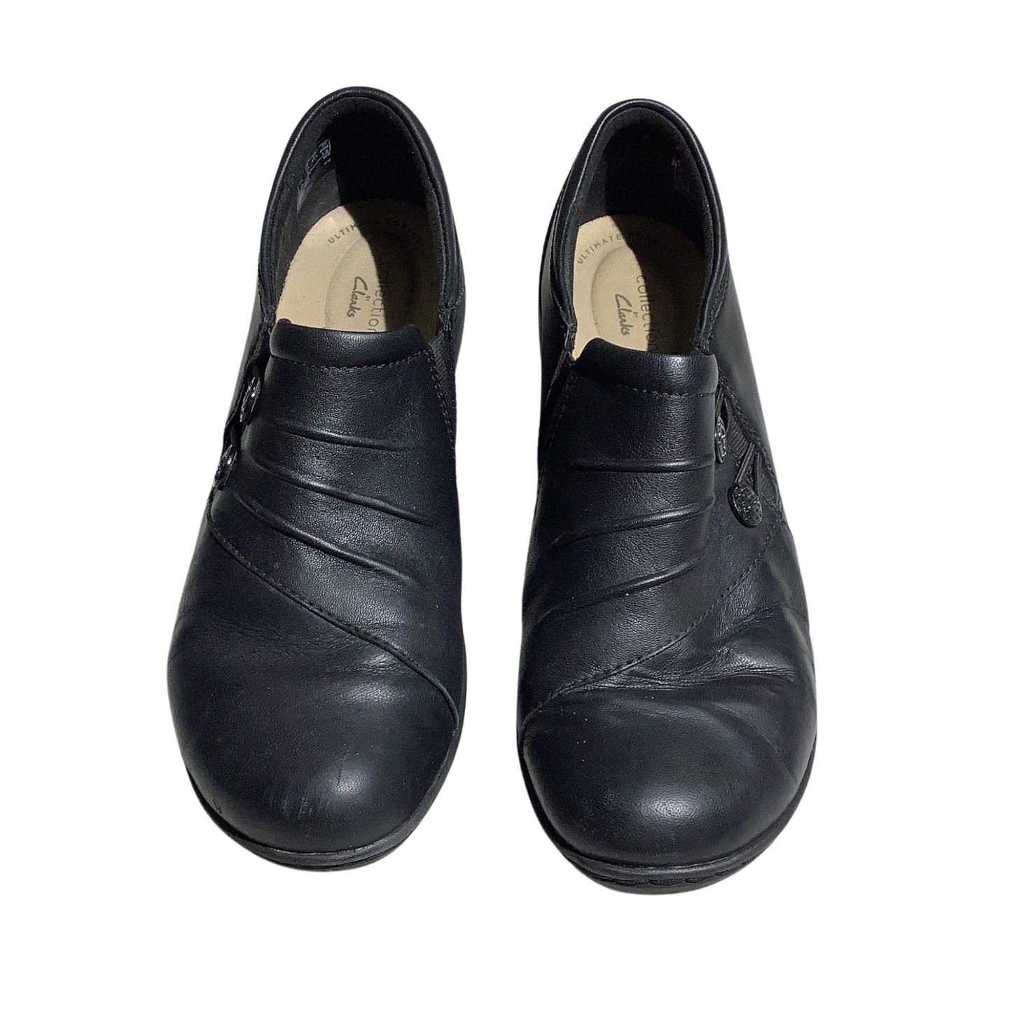 Clarks  Leather Slip-On Shoes Women’s 10 — Comfort, Casual, Button Accent