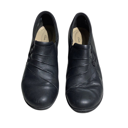 Clarks  Leather Slip-On Shoes Women’s 10 — Comfort, Casual, Button Accent