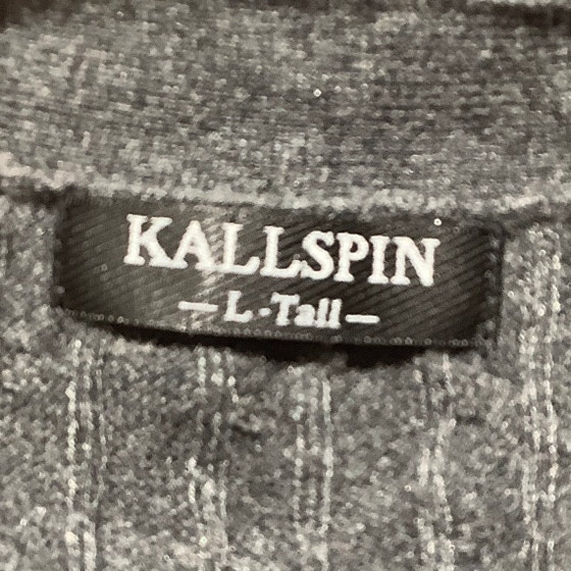 Kallspin Men’s Charcoal Gray Cardigan Large Tall –V-Neck, Cable Knit, Wool Blend
