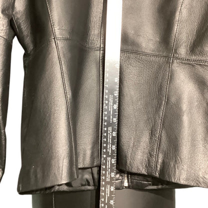 Worthington Women's M Black 100% Leather Full Zip Jacket Classic Collar