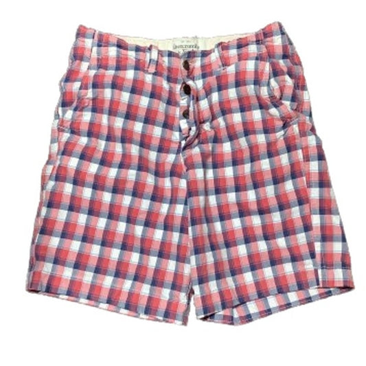 Abercrombie & Fitch Men's Red/White/Blue Plaid Shorts 34 Vintage Preppy Classic