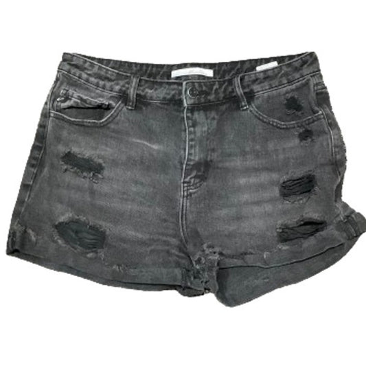 KanCan Women's Distressed Denim Shorts 11/29 - Edgy, Black, Casual Chic