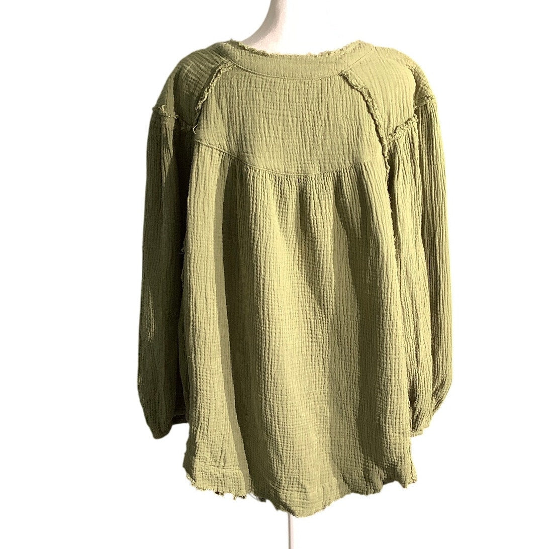 Free People Yucca Double Cloth Top Women’s L — Bohemian, Oversized, Casual