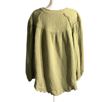 Free People Yucca Double Cloth Top Women’s L — Bohemian, Oversized, Casual