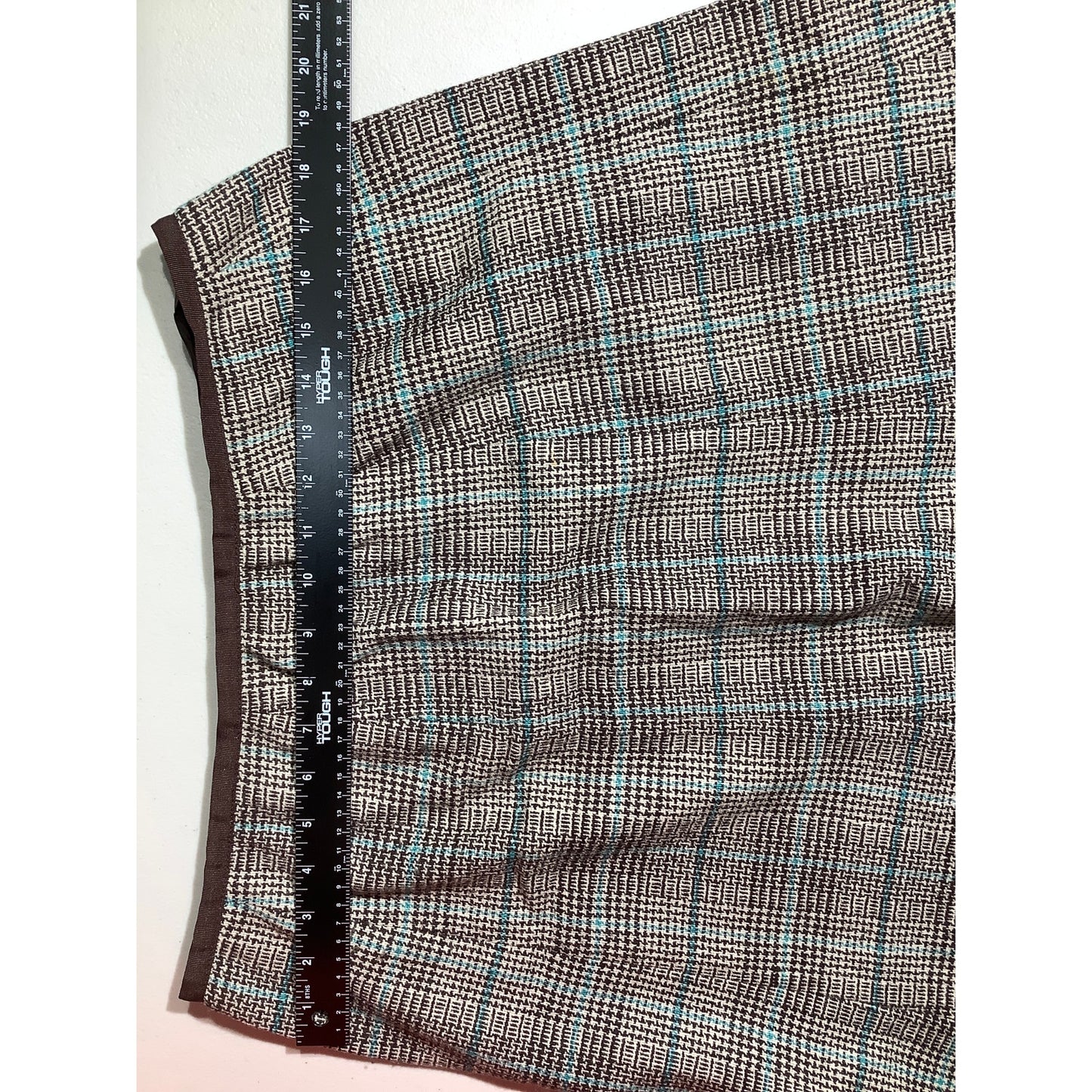 Rafaella Brown Green Plaid Skirt Women’s Size 12 – Classic, Wool Blend, Side Zip