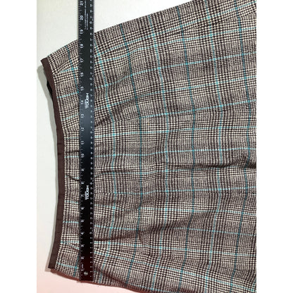 Rafaella Brown Green Plaid Skirt Women’s Size 12 – Classic, Wool Blend, Side Zip