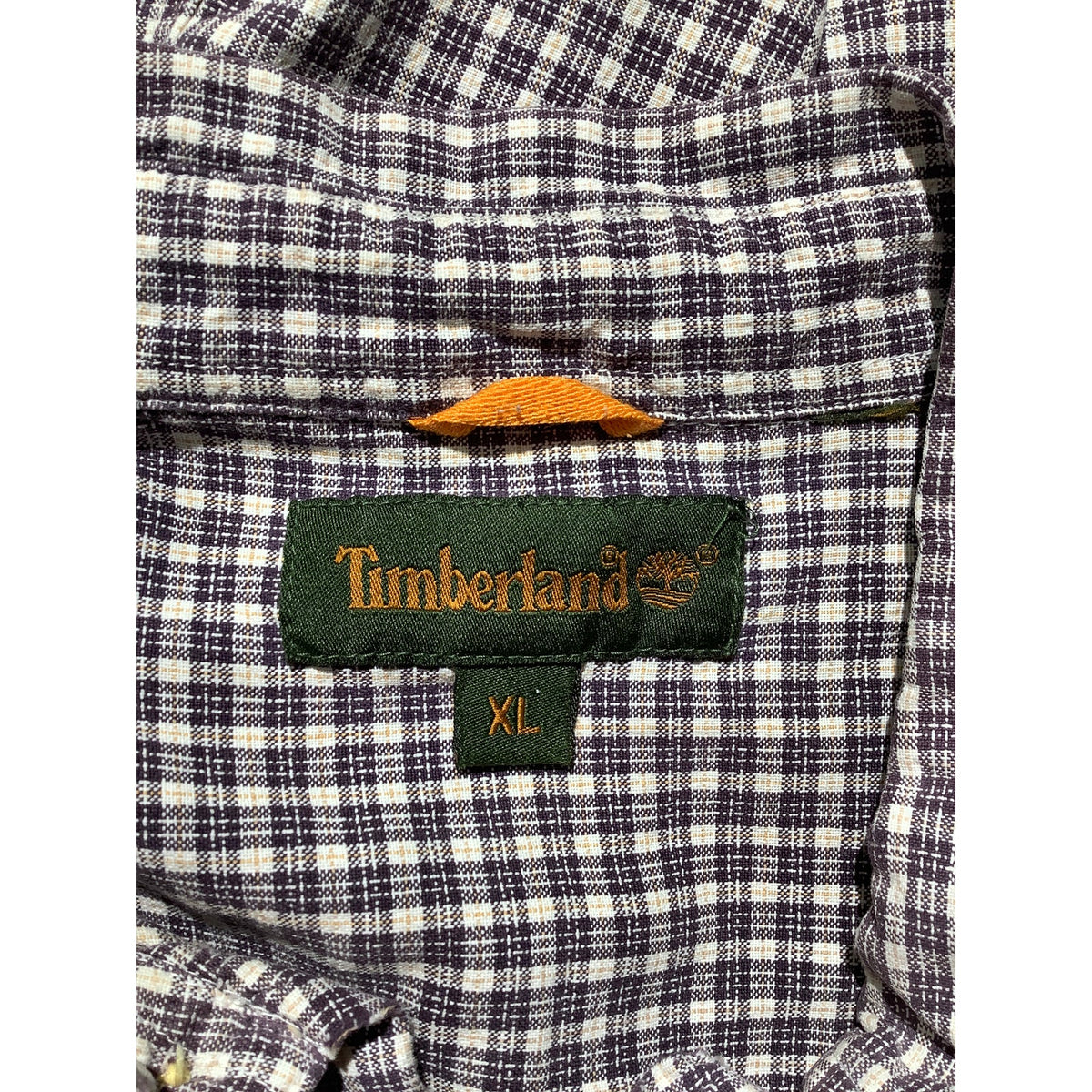 Timberland Men's XL Purple White Checkered Plaid Long Sleeve Button Down