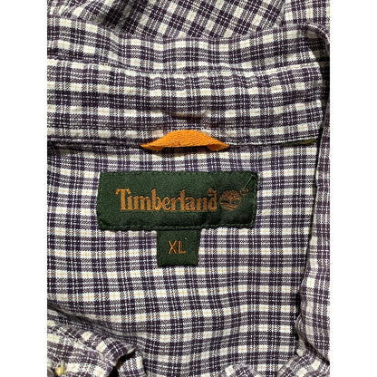 Timberland Men's XL Purple White Checkered Plaid Long Sleeve Button Down