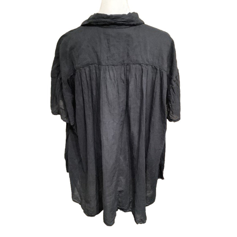 We the Free Black Lagenlook Oversized Button-Up Shirt S Boho, Casual, Minimalist