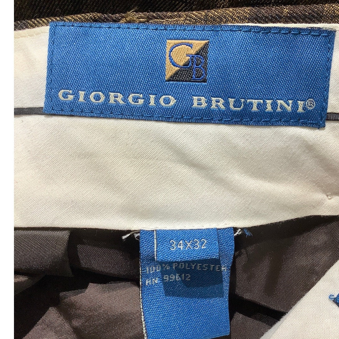 Giorgio Brutini Plaid Dress Pants Men’s 34W x 32L – Vintage, Formal, Cuffed Hem