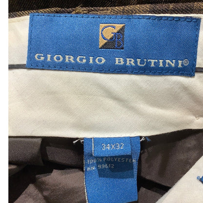 Giorgio Brutini Plaid Dress Pants Men’s 34W x 32L – Vintage, Formal, Cuffed Hem
