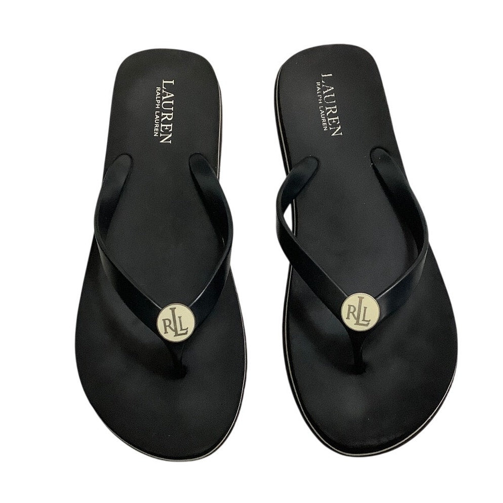 Lauren Ralph Lauren Black Elissa II Flip Flops Women’s 9 —Beach, Coastal, Preppy
