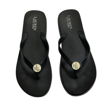 Lauren Ralph Lauren Black Elissa II Flip Flops Women’s 9 —Beach, Coastal, Preppy