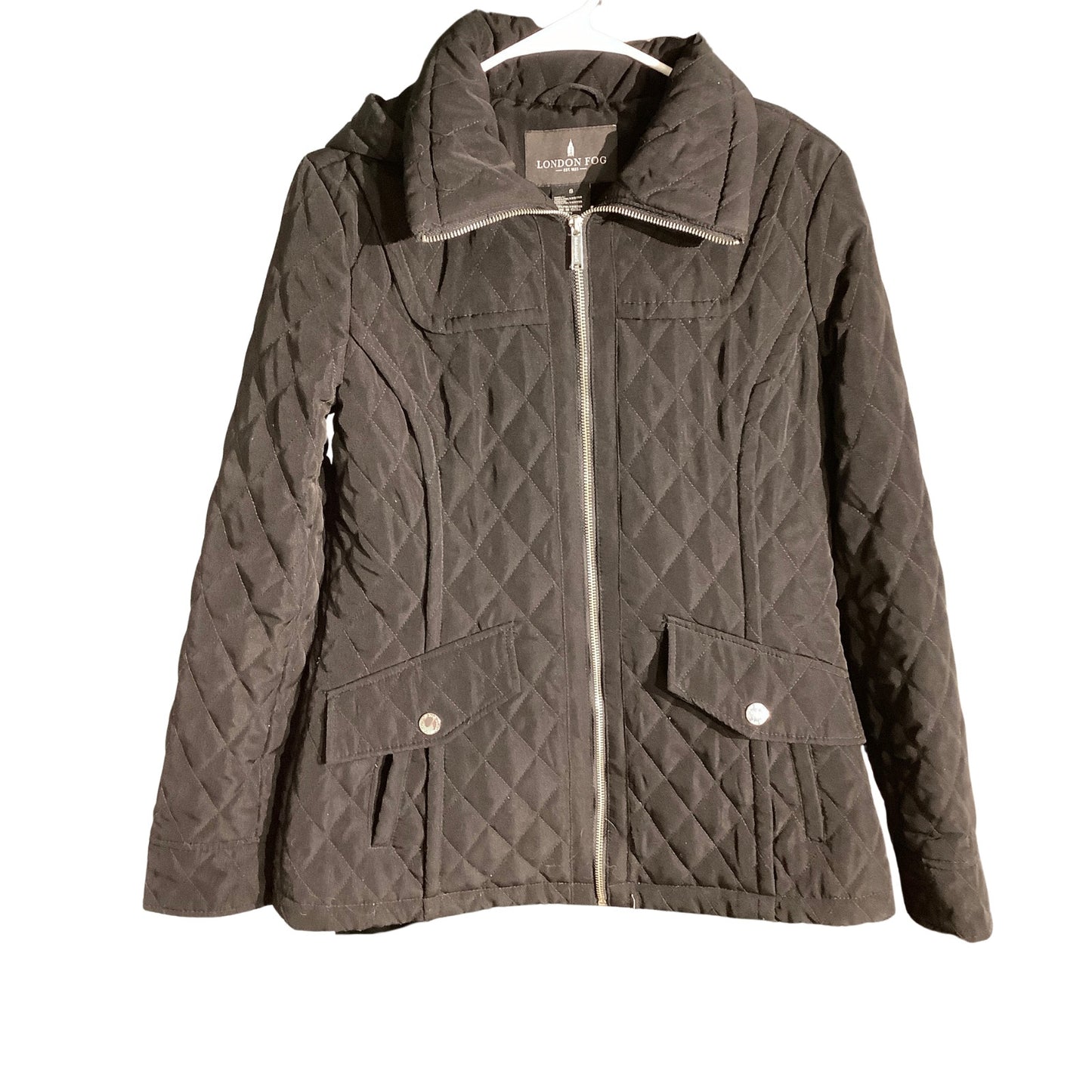 London Fog Black Quilted Jacket Women’s Small — Classic, Preppy, Minimalist
