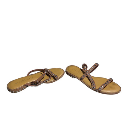 Gianni Bini Brown Studded Leather Sandals Women’s 7M — Strappy, Casual, Boho