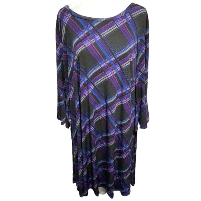 Danillo Boutique Purple Plaid A-Line Dress, Size 3X - Preppy, Retro, Comfortable