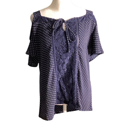 PerSeption Concept  Blouse Women’s Size Med — Crochet Trim, Off Shoulder, Flowy