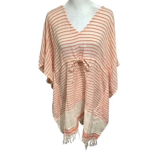 World Market Reddish-Pink Striped Cover-Up, One Size  Boho, Beachwear, Casual