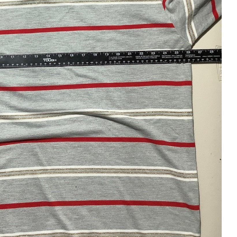Old Skool Men’s XXL Gray Gold Red Striped Short Sleeve Polo — Retro, Y2K, Preppy