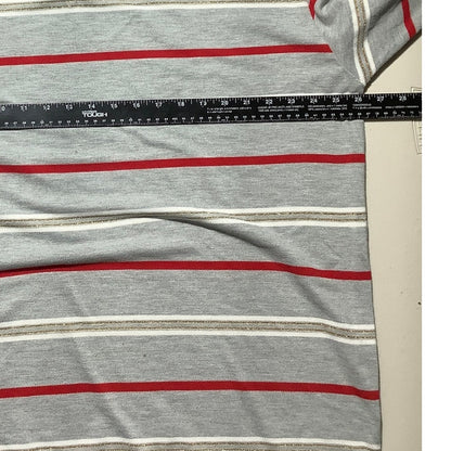 Old Skool Men’s XXL Gray Gold Red Striped Short Sleeve Polo — Retro, Y2K, Preppy