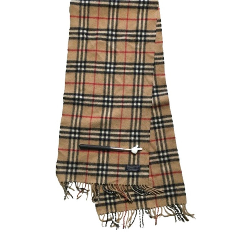 VTG Burberrys Light Brown Plaid Lambswool Scarf - Classic, Timeless, Luxe