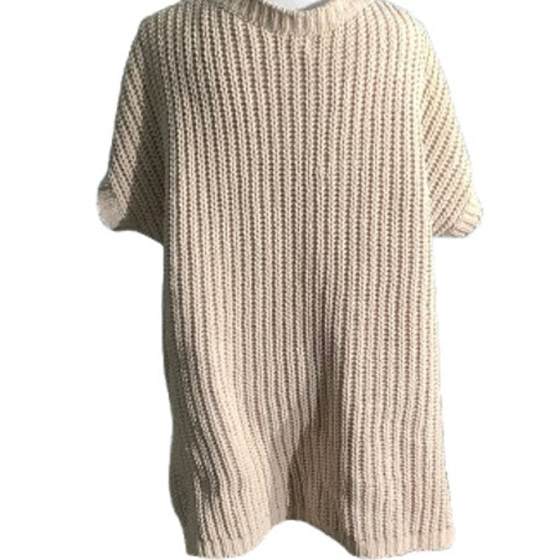 POL Light Tan V-Neck Knit Pullover Women’s Size S/M — Boho, Casual, Oversized