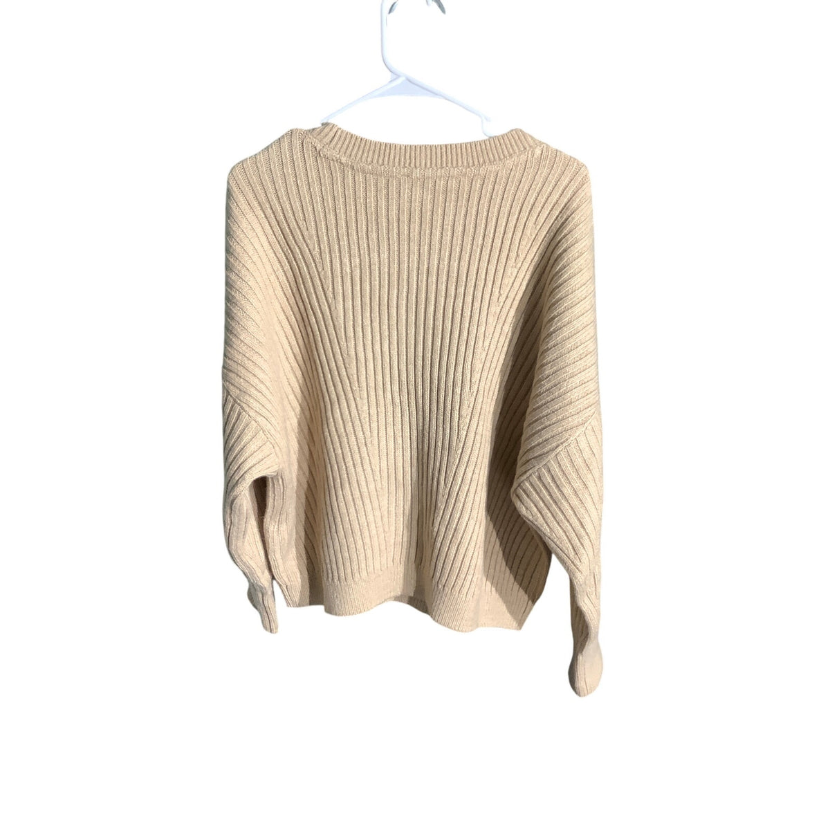 Tommy Hilfiger Men's Large Tan Cable Knit Braided Crewneck Sweater