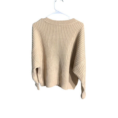 Tommy Hilfiger Men's Large Tan Cable Knit Braided Crewneck Sweater