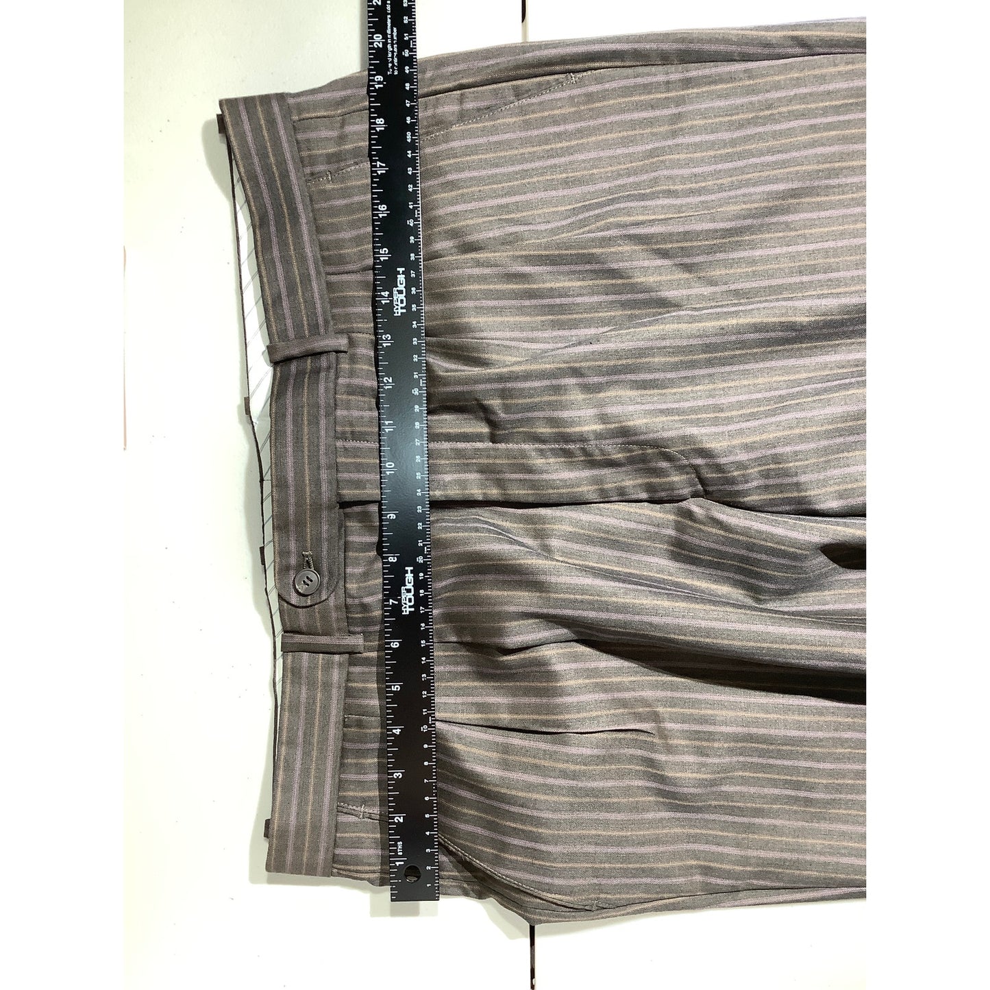 Phat Farm Brown Striped Dress Pants Men’s 38R — Pleated, Wool, Cuffed