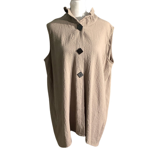 Ali Miles Brown Textured Sleeveless Top Women’s XL — Button Front, Casual, Artsy
